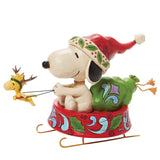 JIM SHORE Santa Snoopy in Dog Bowl Sled