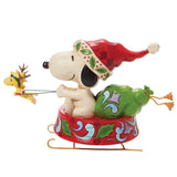 JIM SHORE Santa Snoopy in Dog Bowl Sled
