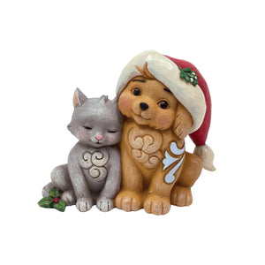 Kitten & Puppy with Santa Hat Jim Shore