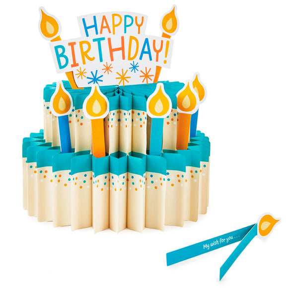 Hallmark Happy Birthday Cake 3-D Pop-Up Honeycomb Centerpiece