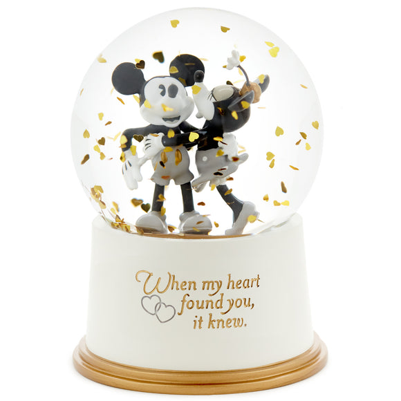 Hallmark Disney Mickey and Minnie My Heart Found You Snow Globe