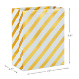 Hallmark 9.6" Gold and White Diagonal Stripes Gift Bag