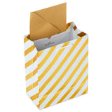 Hallmark 9.6" Gold and White Diagonal Stripes Gift Bag