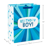 Hallmark 13" Birthday Boy Blue Stripes Large Gift Bag
