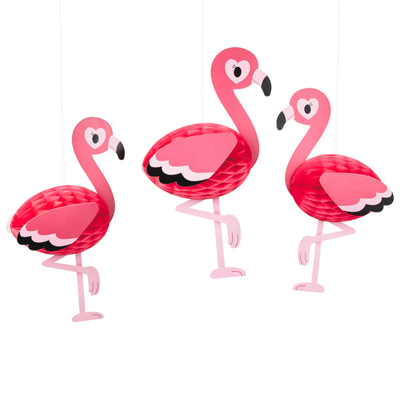 Hallmark Flamingo Honeycomb Party Decorations, Pack of 3