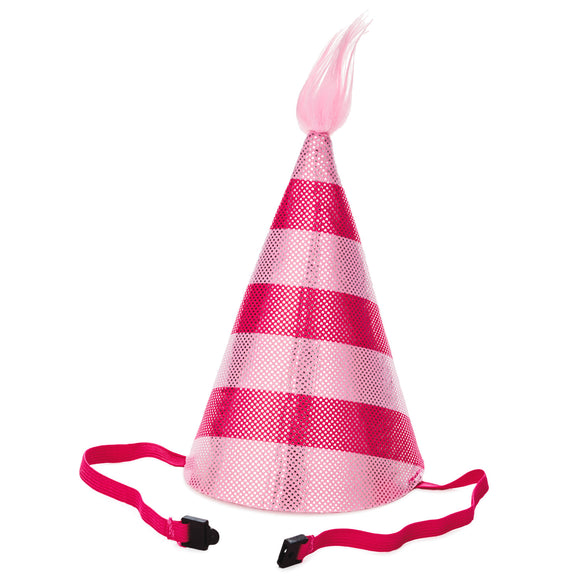 Hallmark Pink Striped Fabric Party Hat