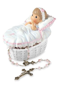 Baptized In His Name Girl Rosary Box with Pink Baby Rosary