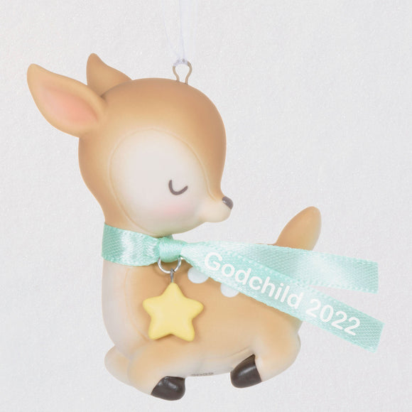 Hallmark Godchild Deer 2022 Porcelain Ornament