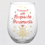 Hallmark Pairs Well With Keepsake Ornaments Stemless Wine Glass, 17.5 oz.