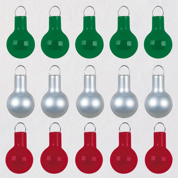 Hallmark Mini Festive Red, White and Green Glass Ornaments, Set of 15