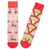 Hallmark Let's Roll Roller Skates Toe of a Kind Novelty Crew Socks